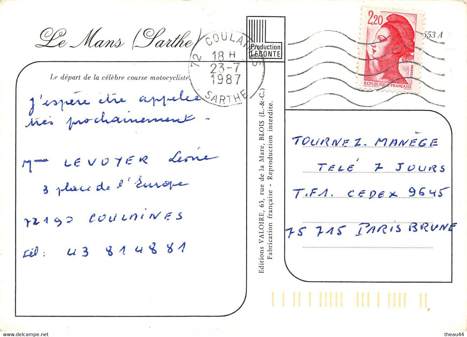 ¤¤  -  LE MANS   -  Lot de 6 Cartes des " 24 HEURES MOTO "  -  Divers Vues    -  ¤¤