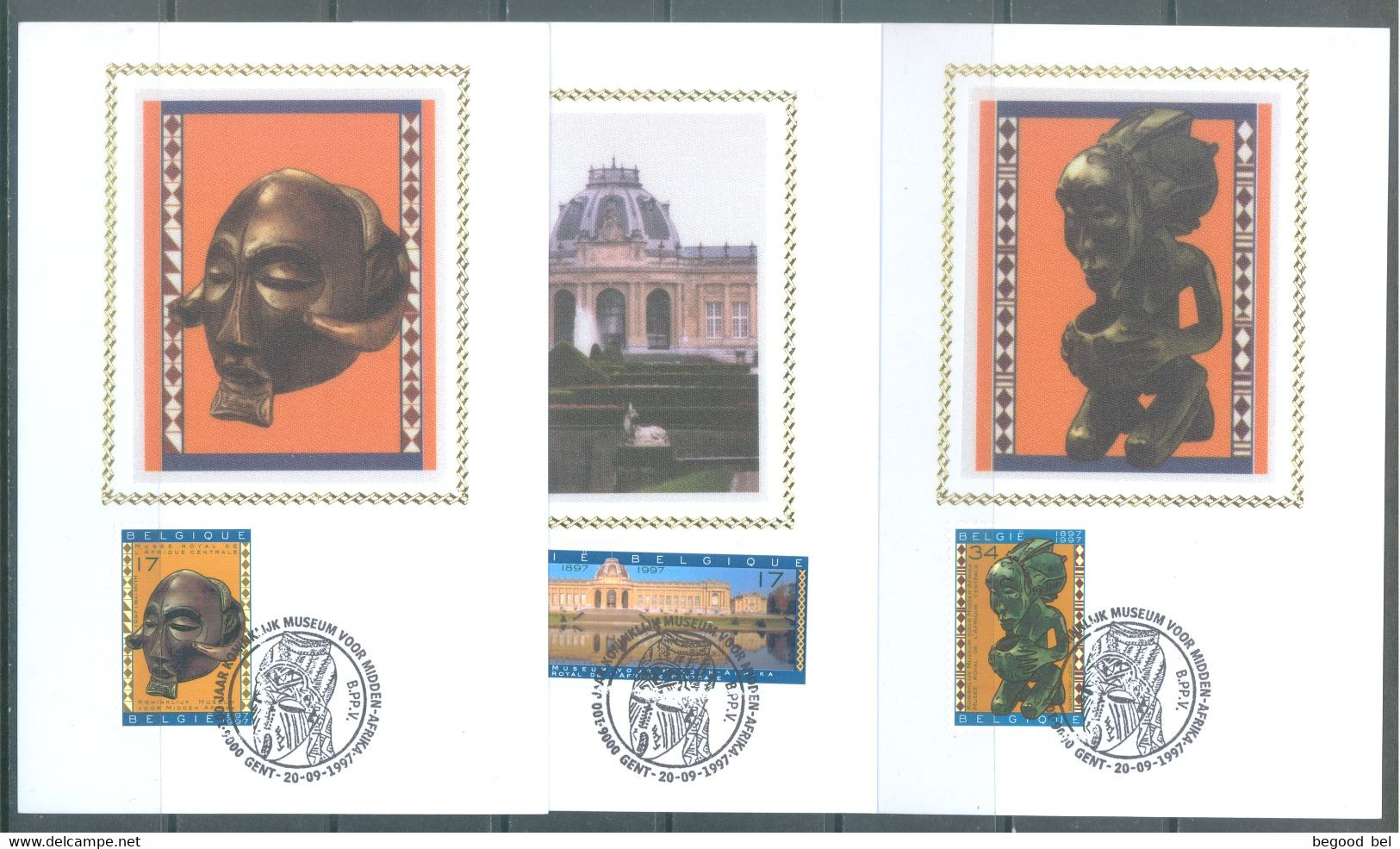 BELGIUM - CM/MK. SOIE ZIJDE - 20.9.1997 - MIDDLE AFRICA MUSEUM SON STAMP - COB 2727-2729 - Lot 24998 - 1991-2000