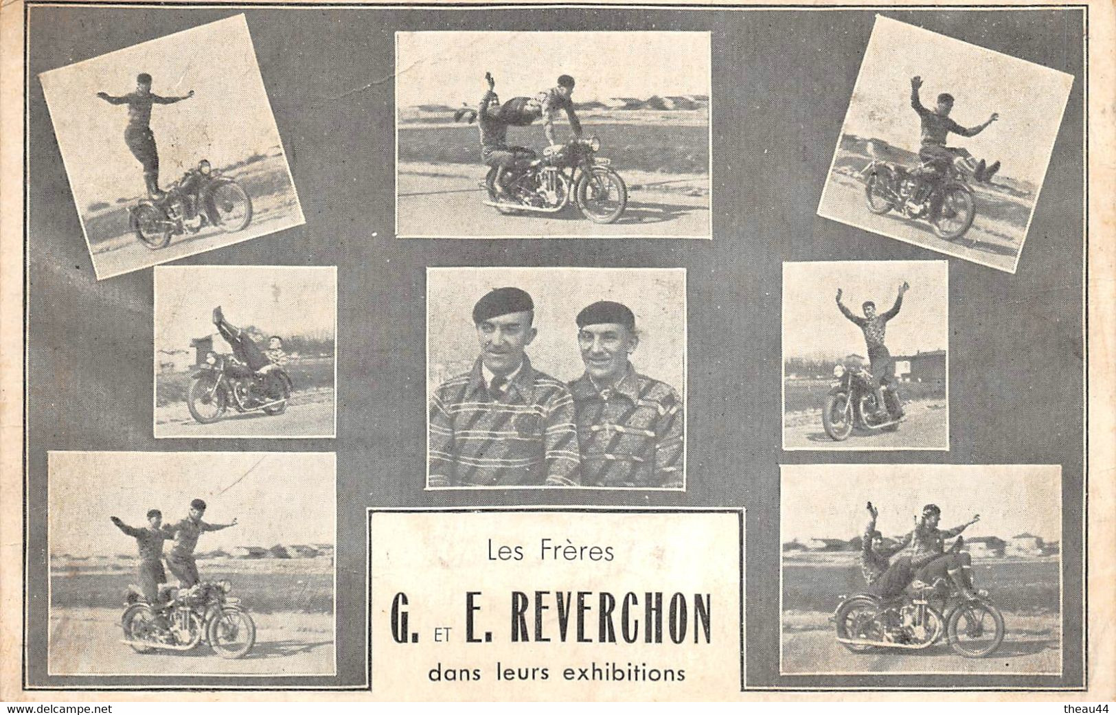 Carte Publicitaire  " Les Frères G. Et E. REVERCHON "  Les Rois De L'Acrobatie Motocycliste   -  Moto , Motards - Motos