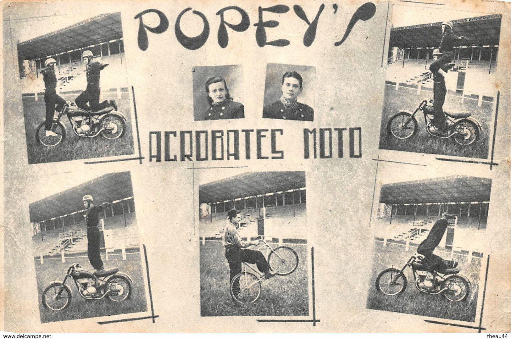 Carte Publicitaire  "  Les POPEY'S  "  Les Rois De L'Acrobatie Motocycliste   -  Moto , Motards - Moto