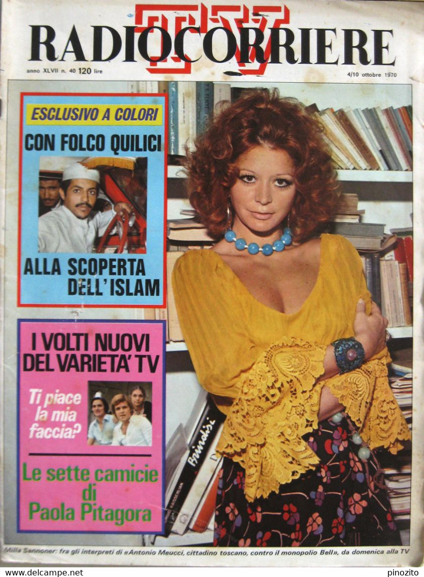 RADIOCORRIERE TV 40 1970 Milla Sannoner Paola Pitagora Milva Paolo Villaggio Karel Zeman Eros Pagni Aldo Giuffrè - Televisie