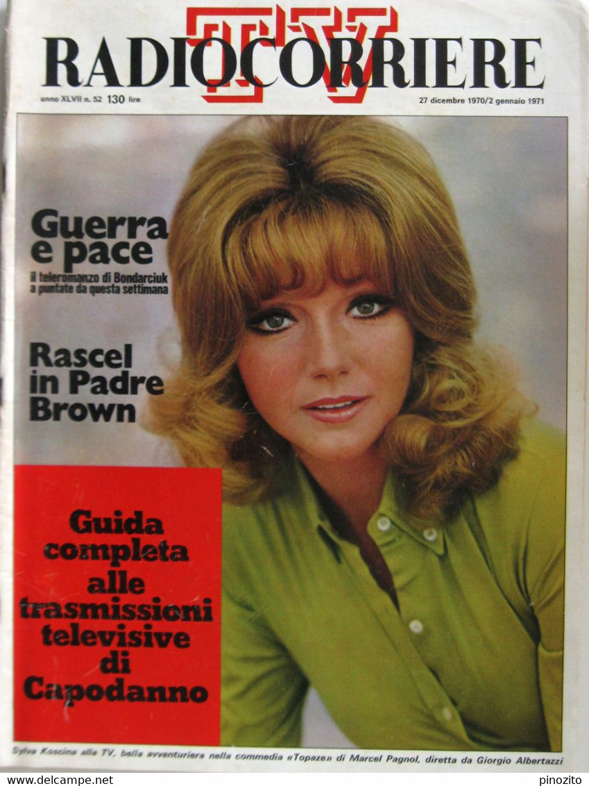 RADIOCORRIERE TV 52 1970 Sylva Koscina Alberto Lionello Renato Rascel Pippo Baudo Jiri Trnka Alessandro Blasetti - Televisie