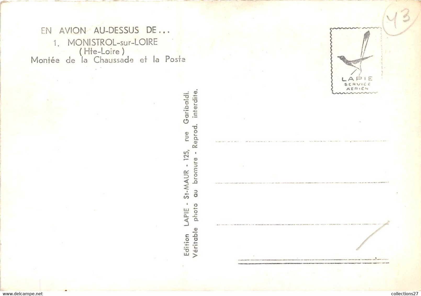 43-MONISTROL-MONTEE DE LA CHAUSSADE ET LA POSTE VUE DU CIEL - Monistrol Sur Loire