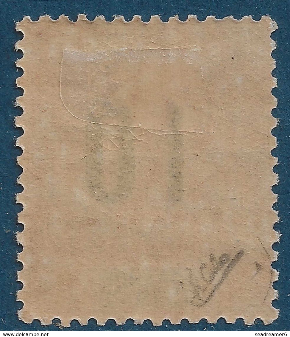 France Colonies Grande Comore N°28A* 10c Sur 50c Variété " Chiffres Espacés " (tirage : 1340)  Signé Calves - Unused Stamps