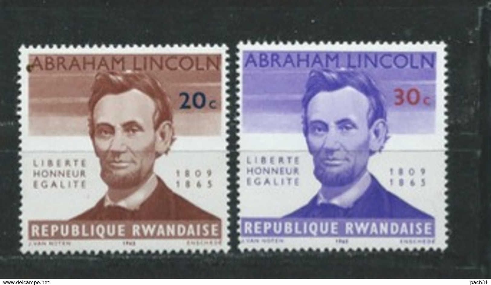 Rwanda  Lot De Timbres   Thème Abraham Lincoln - Collezioni