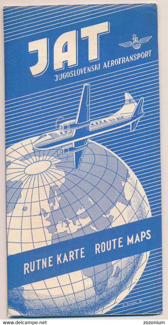 JAT JUGOSLOVENSKI AEROTRANSPORT YUGOSLAV AIRLINES ROUTE MAPS INTERNATIONAL & DOMESTIC Vintage Brochure Old Prospect - Monde