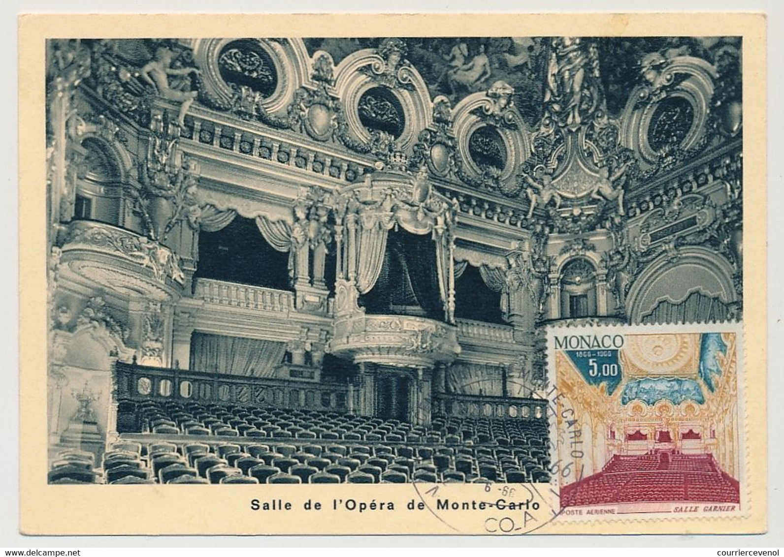 MONACO - Carte Maximum - 5,00F Salle De L'Opéra De Monte-Carlo - Monaco-A - 1/6/1966 - Cartes-Maximum (CM)