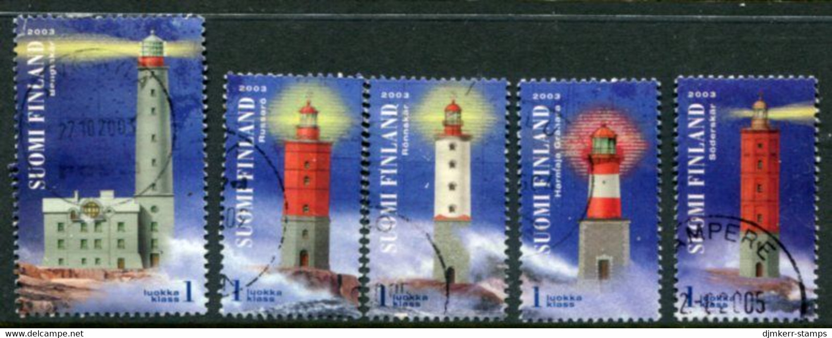 FINLAND 2003 Lighthouses Singles Ex Block Used.  Michel  1670-74 - Used Stamps