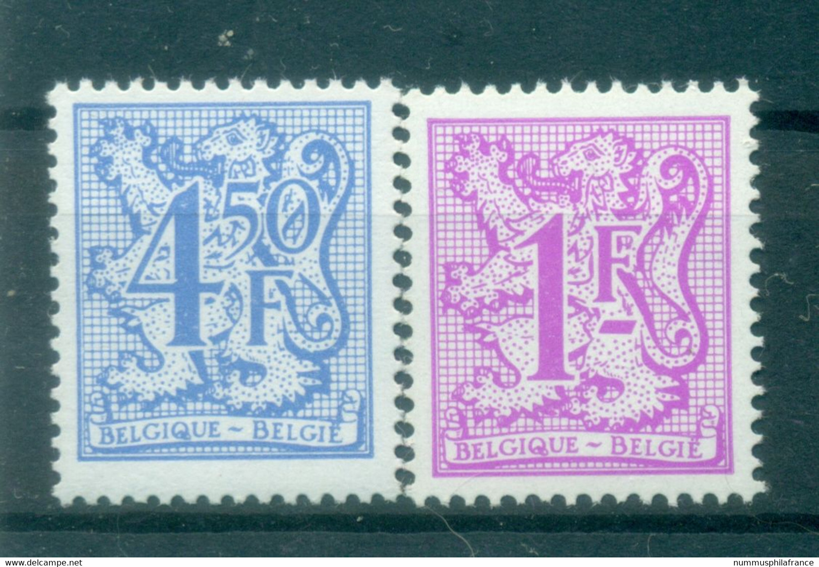 Belgique 1977 - Y & T N. 1844/45 - Série Courante (Michel N. 1891-1902 X) - 1977-1985 Chiffre Sur Lion