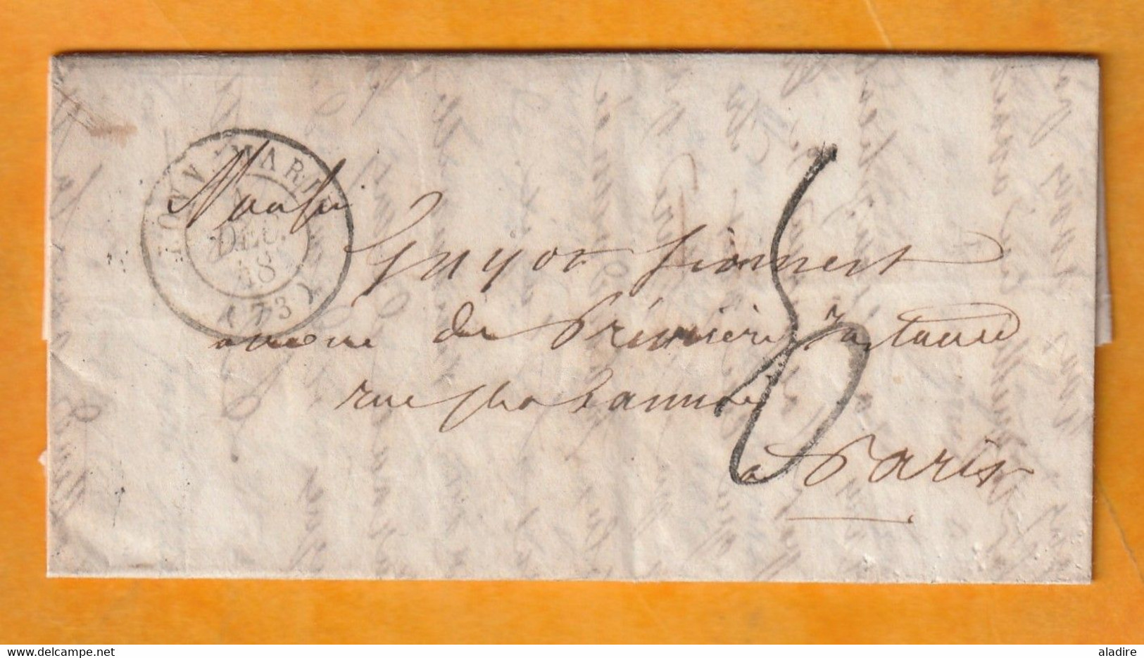 1848 - Lettre Pliée Avec Correspondance De 3 Pages De Dammarie ?, Seine Et Marne  Vers Paris - Taxe 3 - Cad D'arrivée - 1801-1848: Precursors XIX