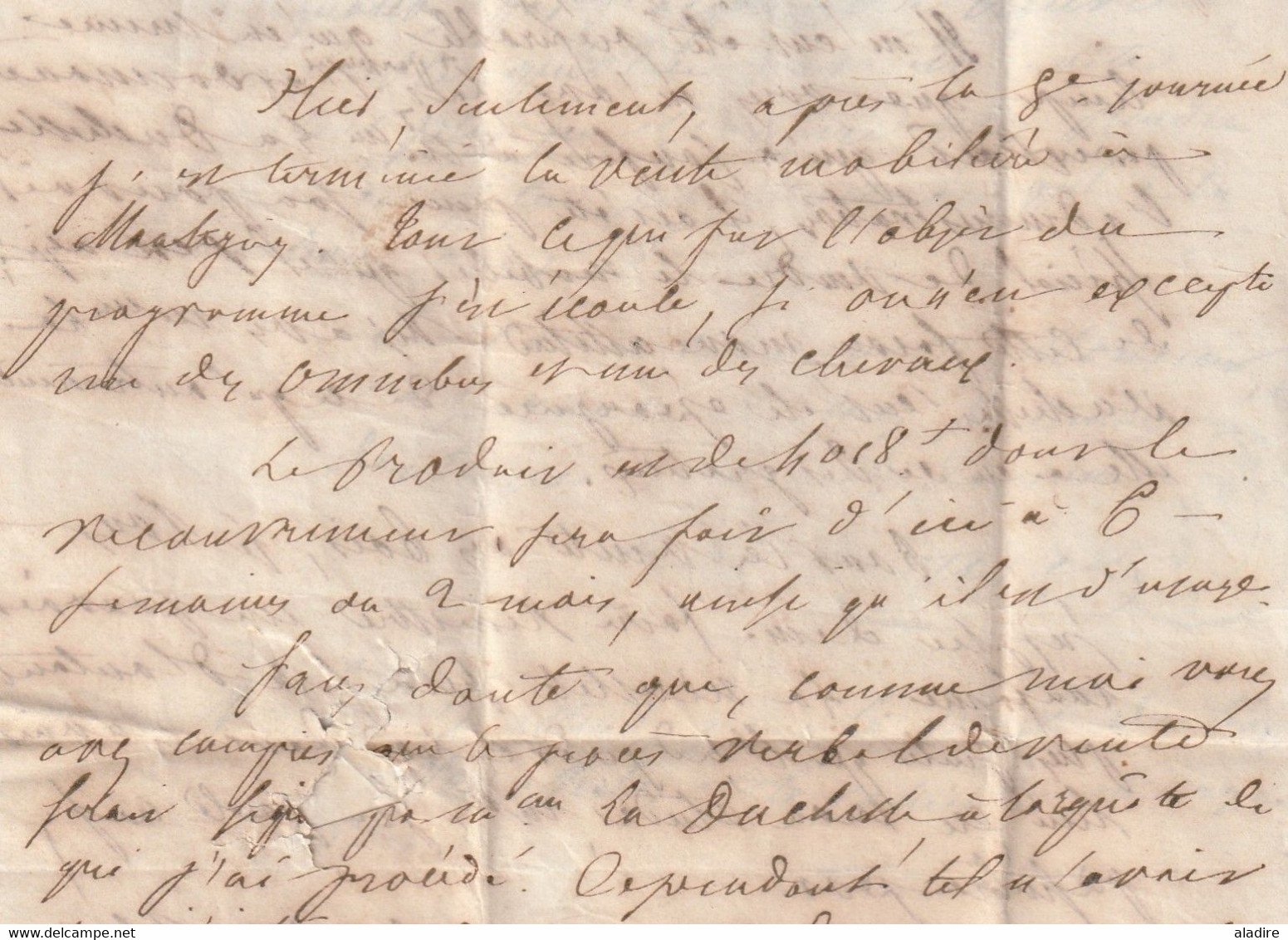 1848 - Lettre pliée avec correspondance de 3 pages de Dammarie ?, Seine et Marne  vers Paris - taxe 3 - cad d'arrivée