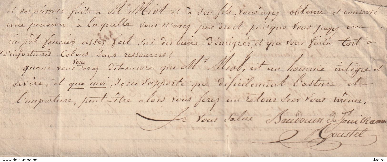 1830 - Lettre pliée avec corresp de 4 pages de Saint Denis près Paris vers Bagnères, Hautes Pyrénées - taxe 10