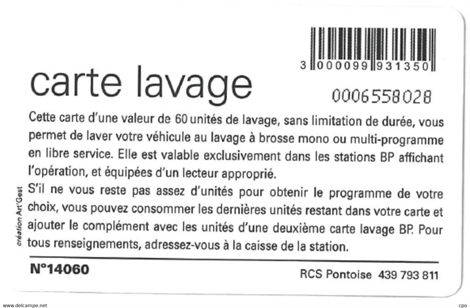 # Carte A Puce Portemonnaie  Lavage BP - EG Group - Goutte - 60u Puce? - Tres Bon Etat - - Car-wash