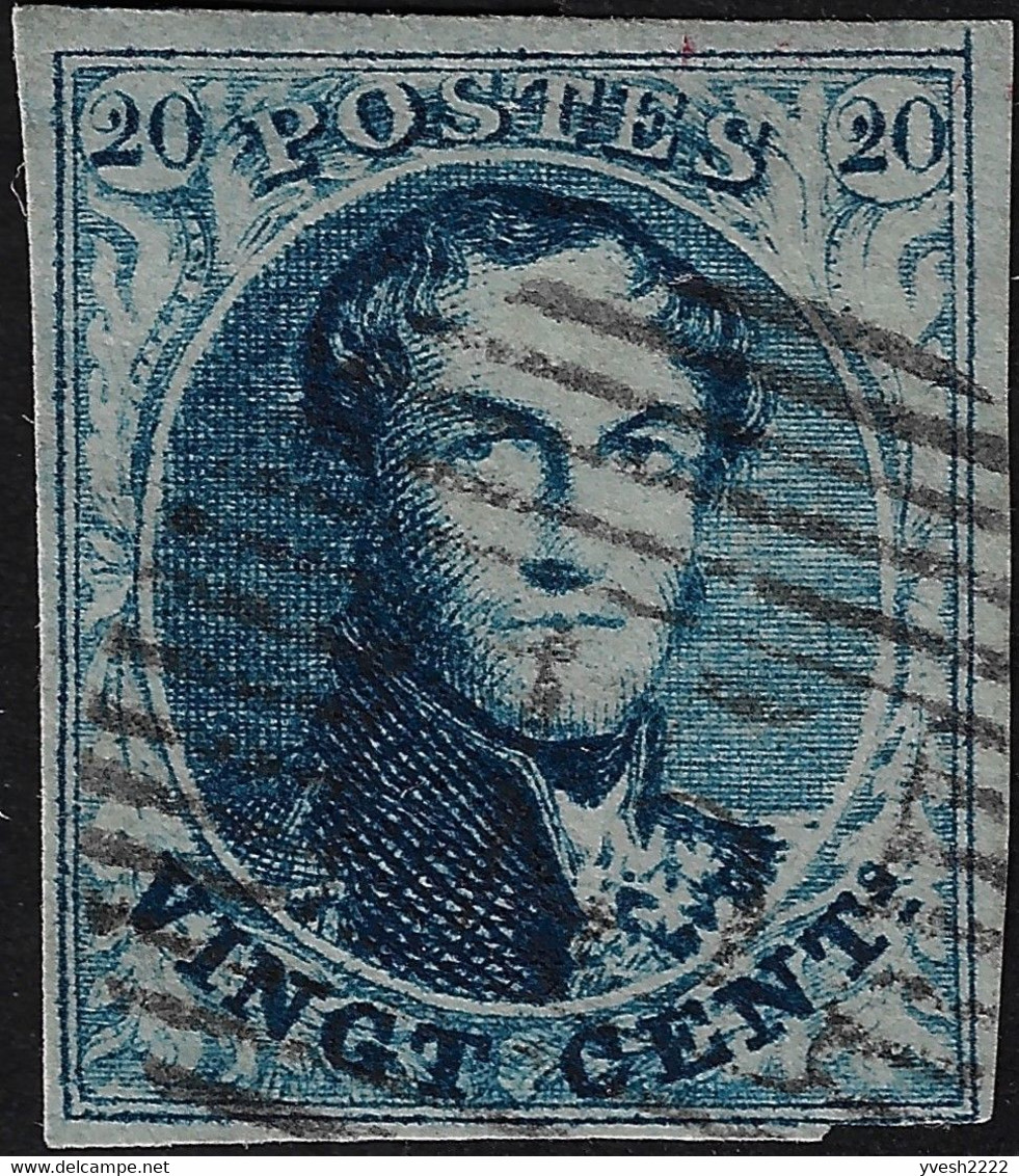 Belgique 1851 COB 7-V3, 20 C Léopold Ier Filigrane LL. Variété : Cadre Droit Prolongé En Haut. P85 Namur (??) - Sonstige & Ohne Zuordnung