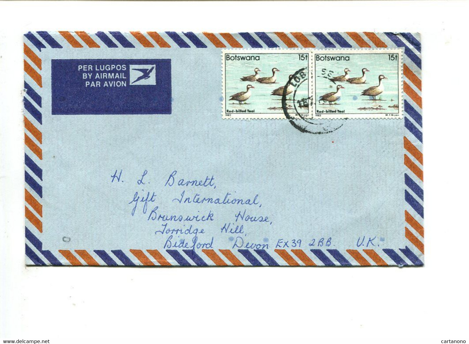 BOTSWANA - Affranchissement Sur Lettres - Oiseaux / Canard Red Billed Teal - Entenvögel