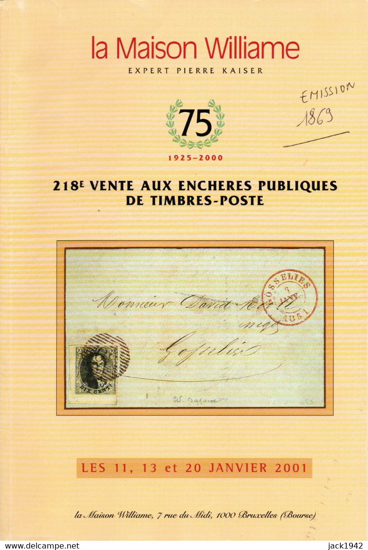 Belgique - Vente Collections Spécialisées émission De 1869: Club Le Meilleur (1996) + Coll. J. Courcelles 10c Vert (1997 - Cataloghi Di Case D'aste