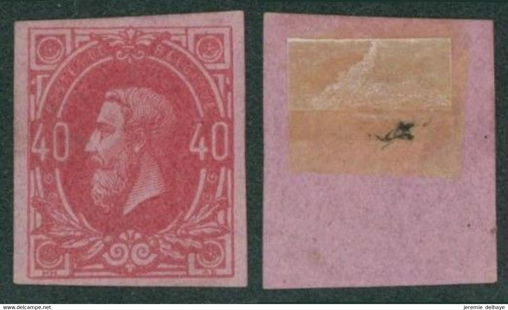 Epreuve De La Planche "mise En Train" (émission 1869) 40C Rose Sur Papier Rose. Type Adopté, STES 1693 - Proofs & Reprints