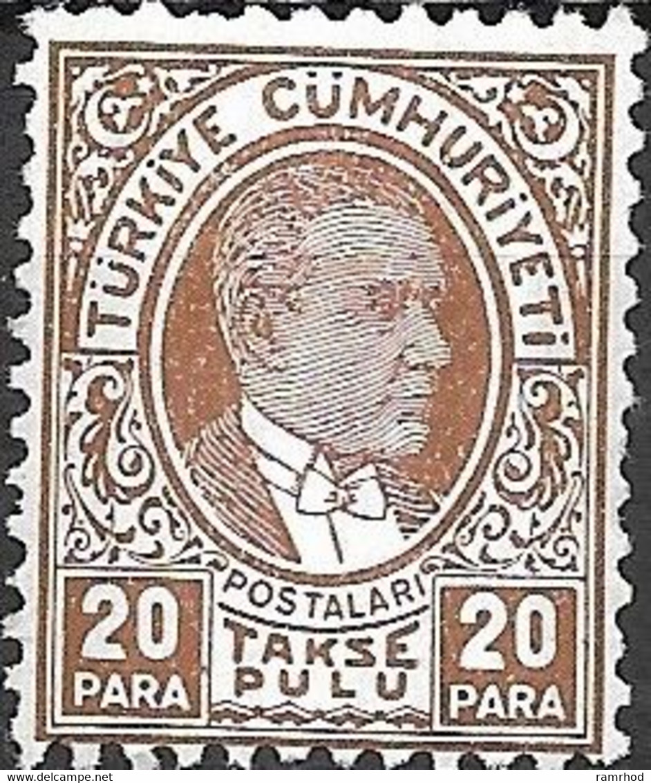 TURKEY 1936 Postage Due - Kemal Ataturk - 20pa - Brown MH - Impuestos