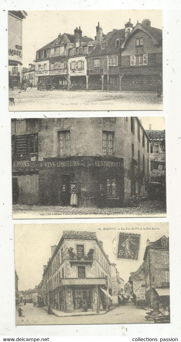 Cp, Reproduction, COMMERCE, Magasin, Pontivy, Reims, Paris, Vins, Confection, Café... , LOT DE 3 CARTES POSTALES - Geschäfte