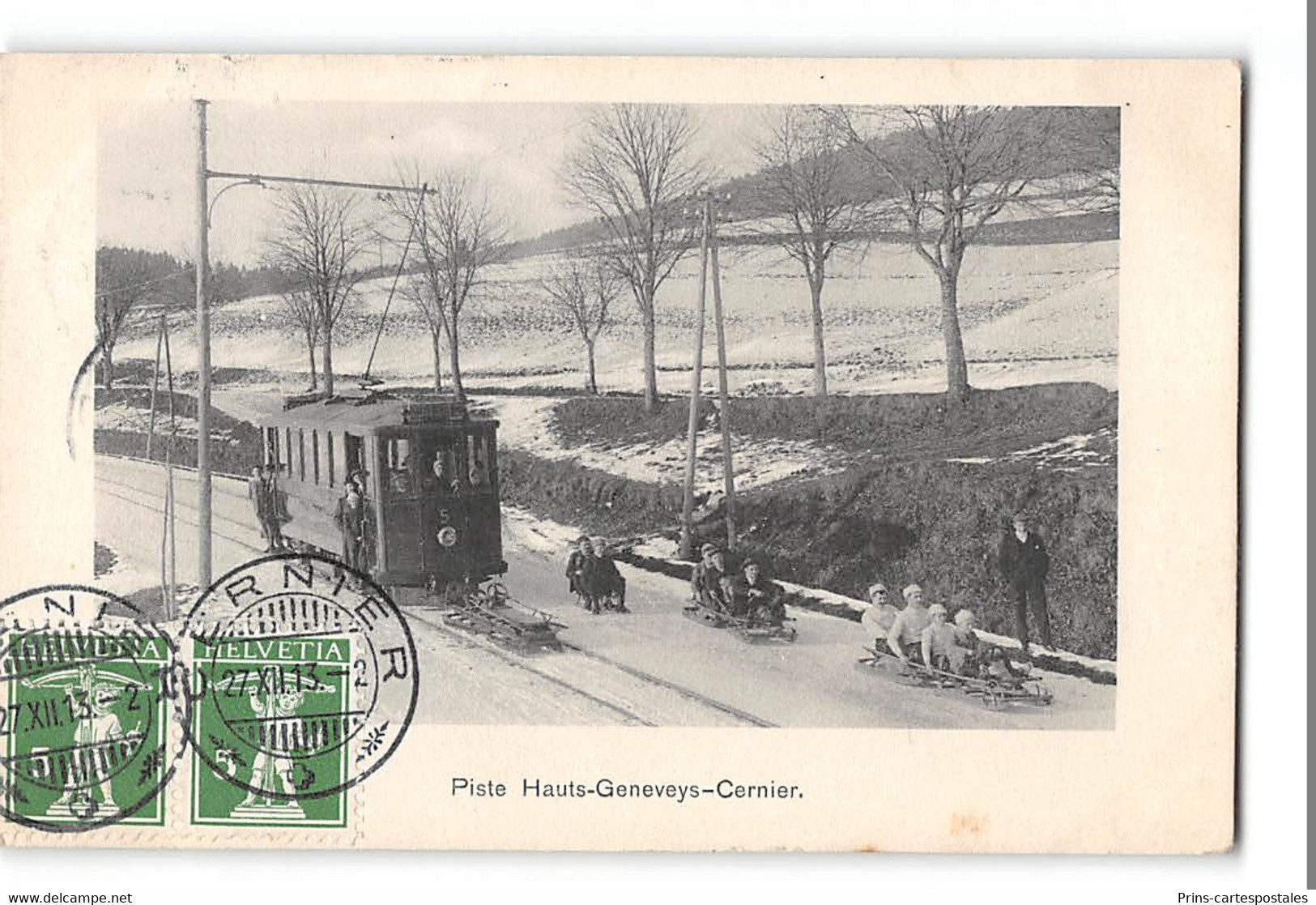 CPA Suisse Piste Hauts Geneveys Cernier Le Tramway - Cernier