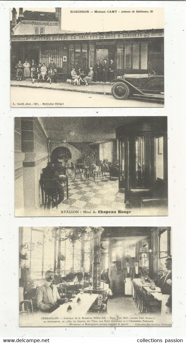 Cp, Reproduction, Hôtel & Restaurant , Avallon, Versailles , Robinson, LOT DE 3 CARTES POSTALES - Hotels & Gaststätten