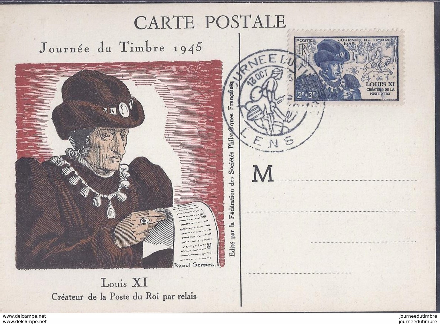 Carte Federale Journée Du Timbre 1945 Lens - Briefe U. Dokumente