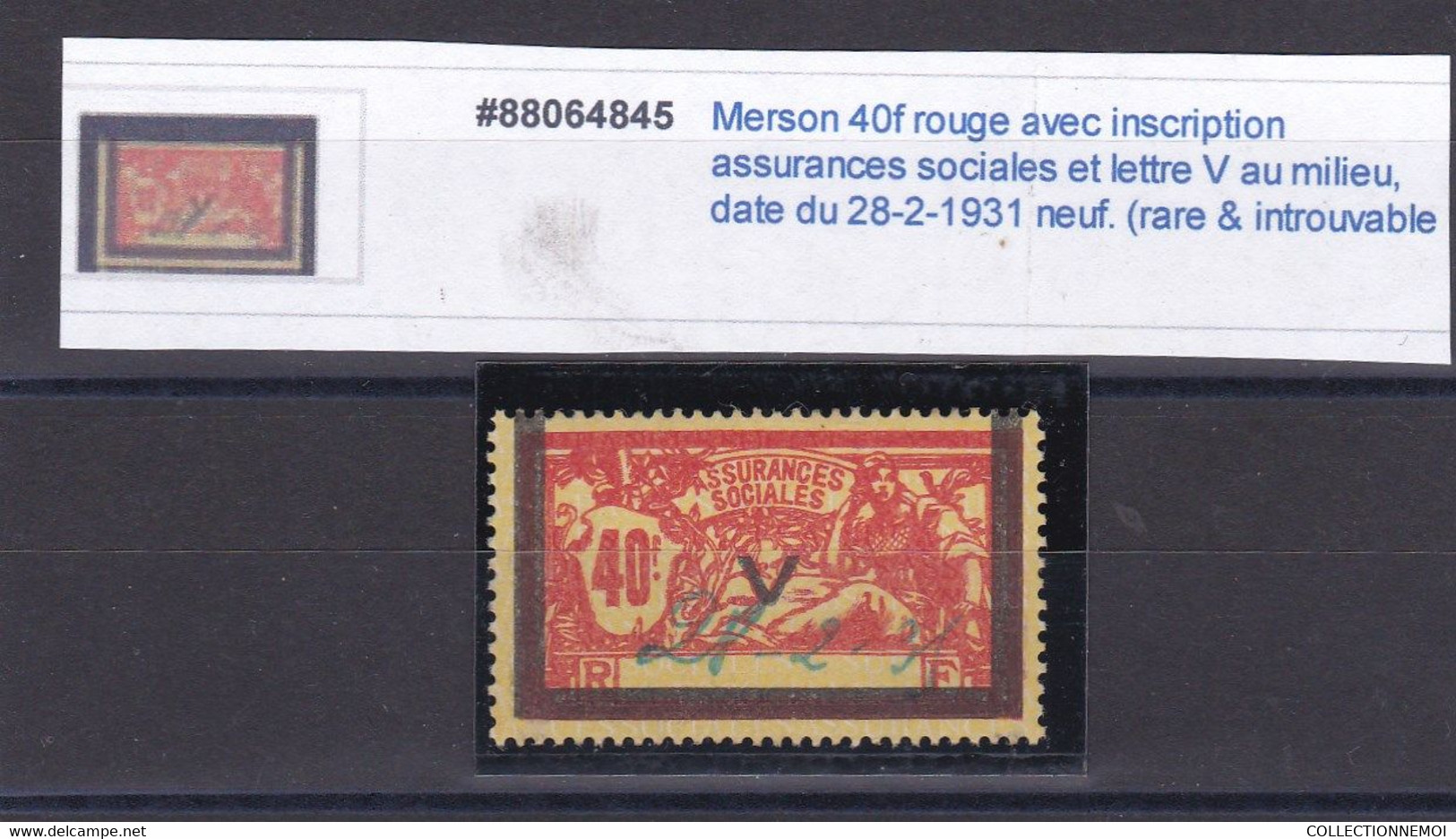 à Vous De Voir Si Interressé ,, MERSON 40francs Rouge ASSURANCES SOCIALES - 1900-27 Merson