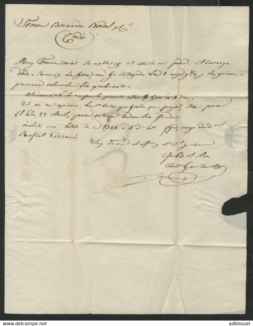 1827 Lettre De Gibraltar Avec Marque Rouge "D GIBR / S. ROQUE / ANDA BAXA" Adressée à Cadix Avec La Marque Manuscrite 22 - ...-1850 Prephilately