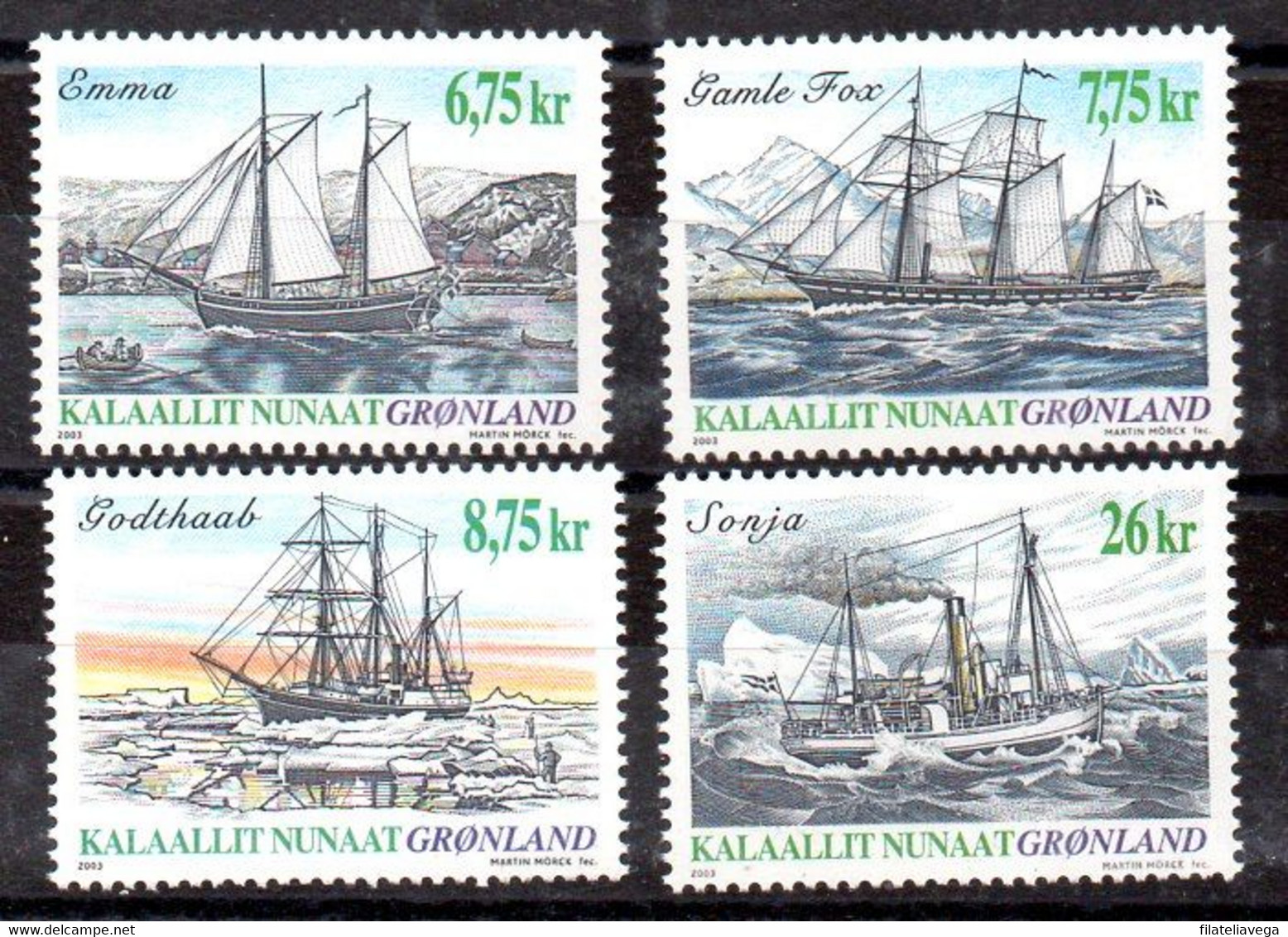 Groenlandia Serie Nº Yvert 386/89 ** BARCOS (SHIPS) - Ungebraucht