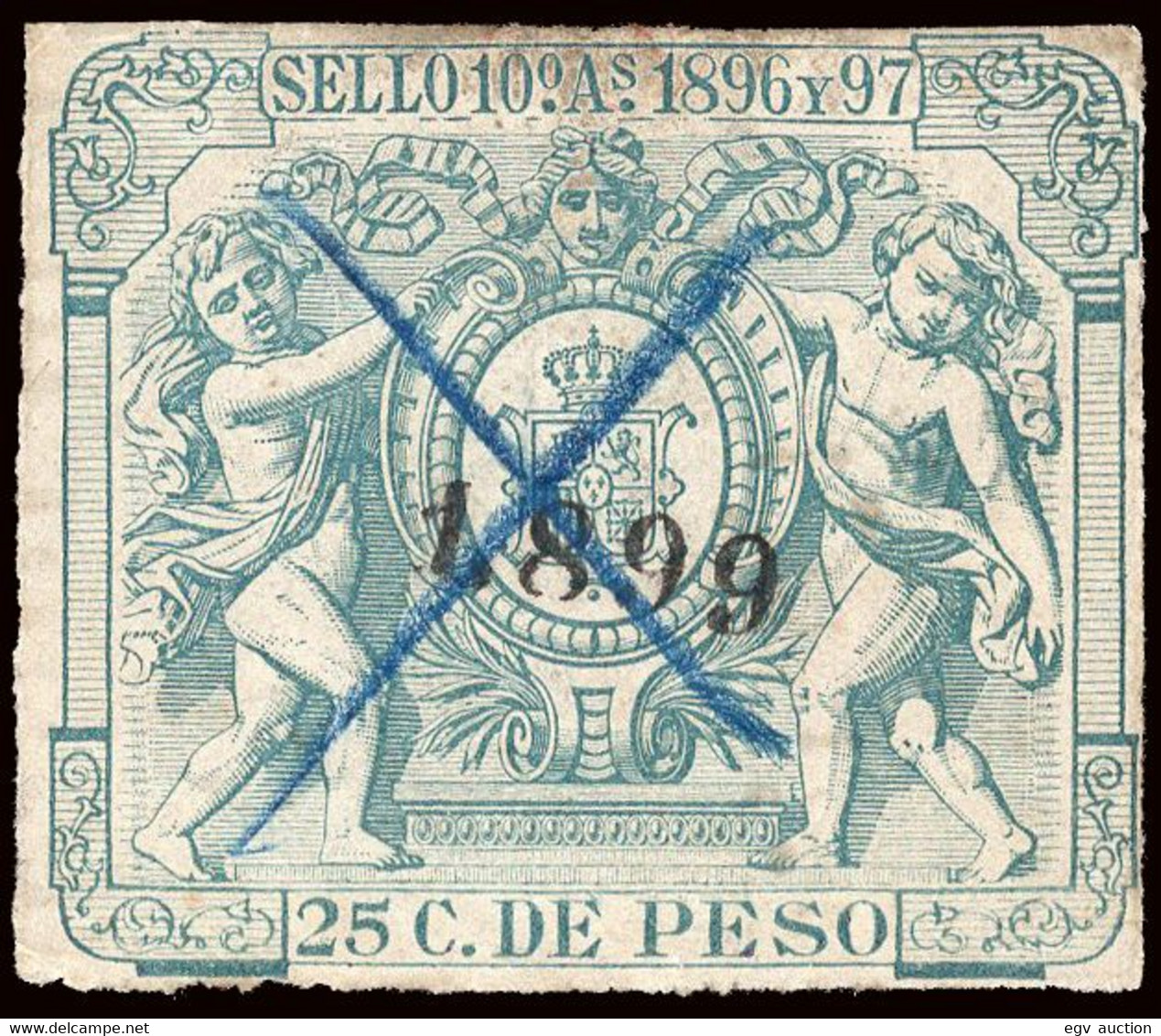 Fernando Poo - Edi O 46C - 1899 - Póliza - 25cts. Verde - Sin "Correos" Inutilizado Con "Aspas" - Fernando Po