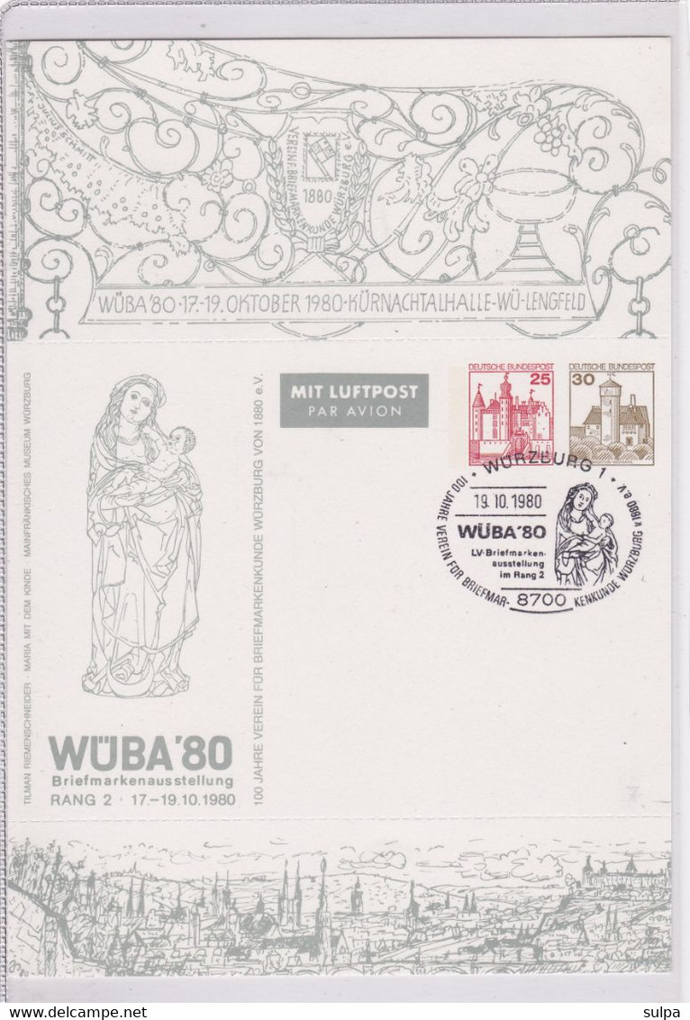 WÜBA 80, Luftpost Ganzsache Mit Sonderstempel - Madonna Von Riemenschneider (aus Dem Katalog) - Private Postcards - Used