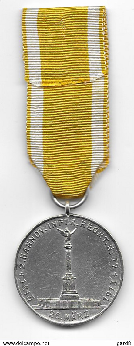 Médaille Du Centenaire Du Régiment D'infanterie N° 77  - 1813-1913   - IR 77 - Alemania