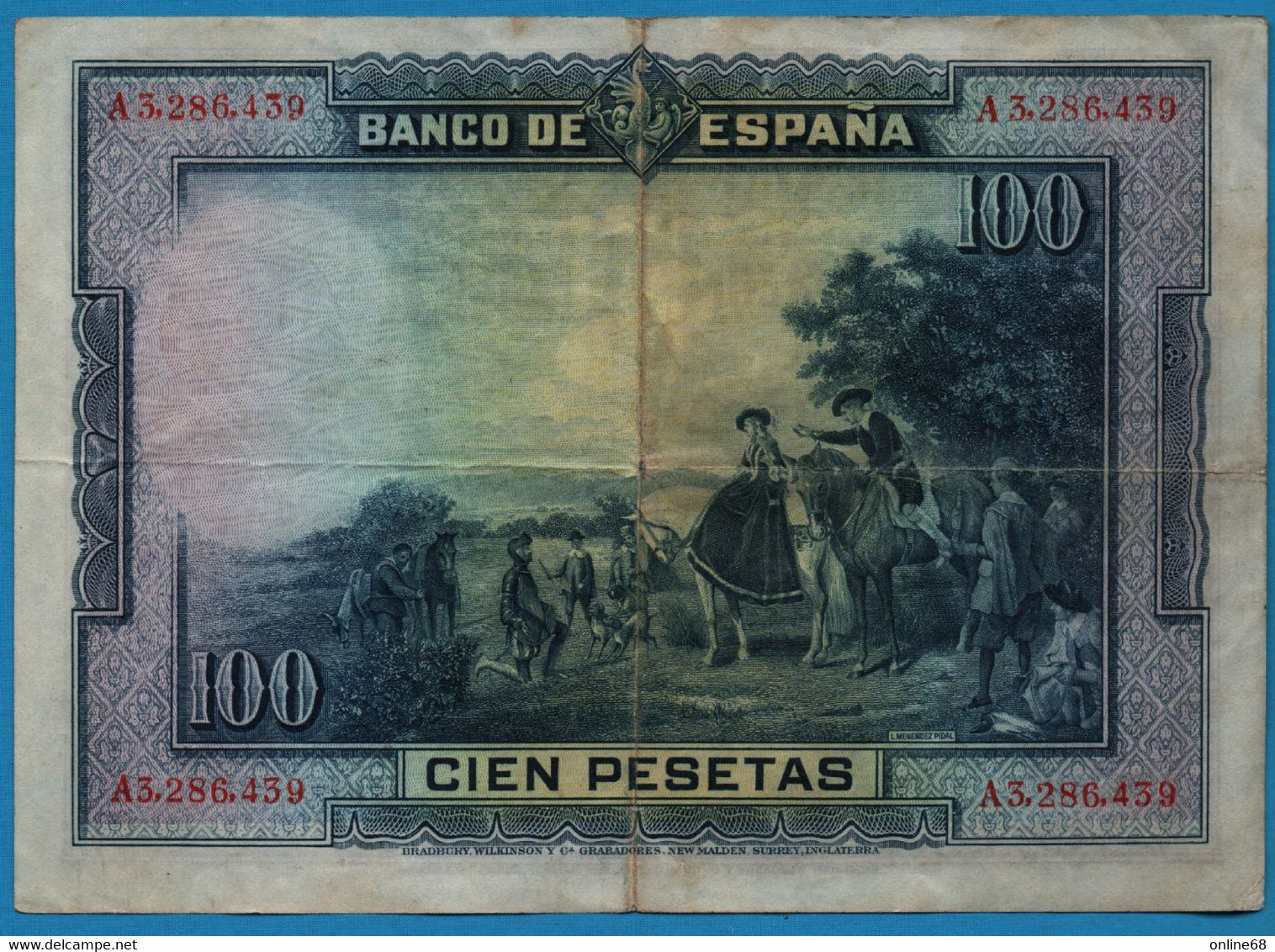 ESPANA 100 PESETAS 15.08.1928 # A3286439 P# 76 Miguel De Cervantes - 100 Peseten
