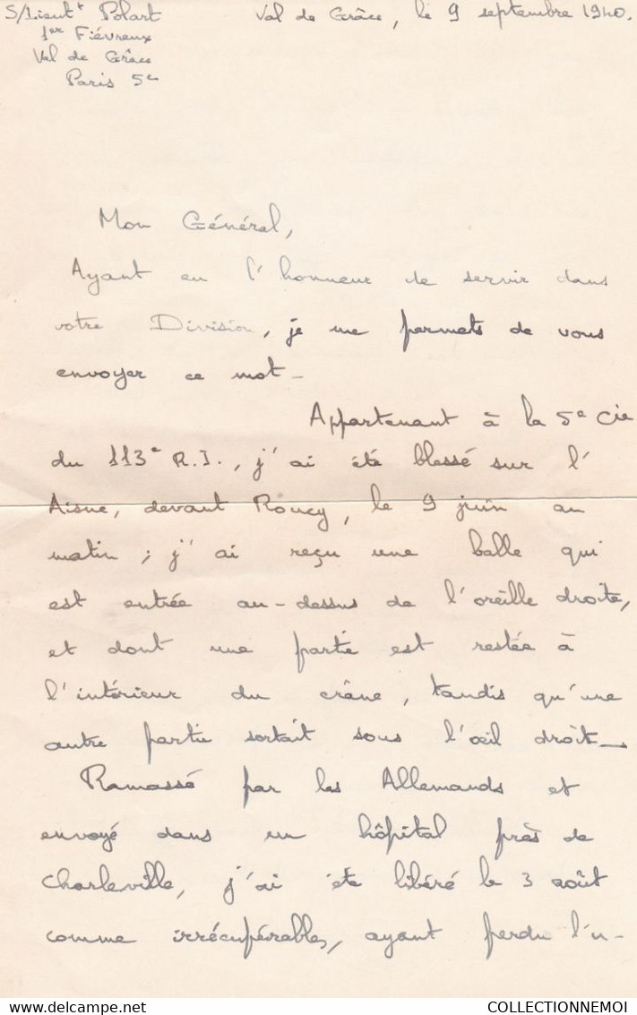 Destinataire ,,, MONSIEUR LE GENERAL ROUX CAMP D OFFICIERS PRISONNIERS à DRANCY - Guerra Del 1939-45