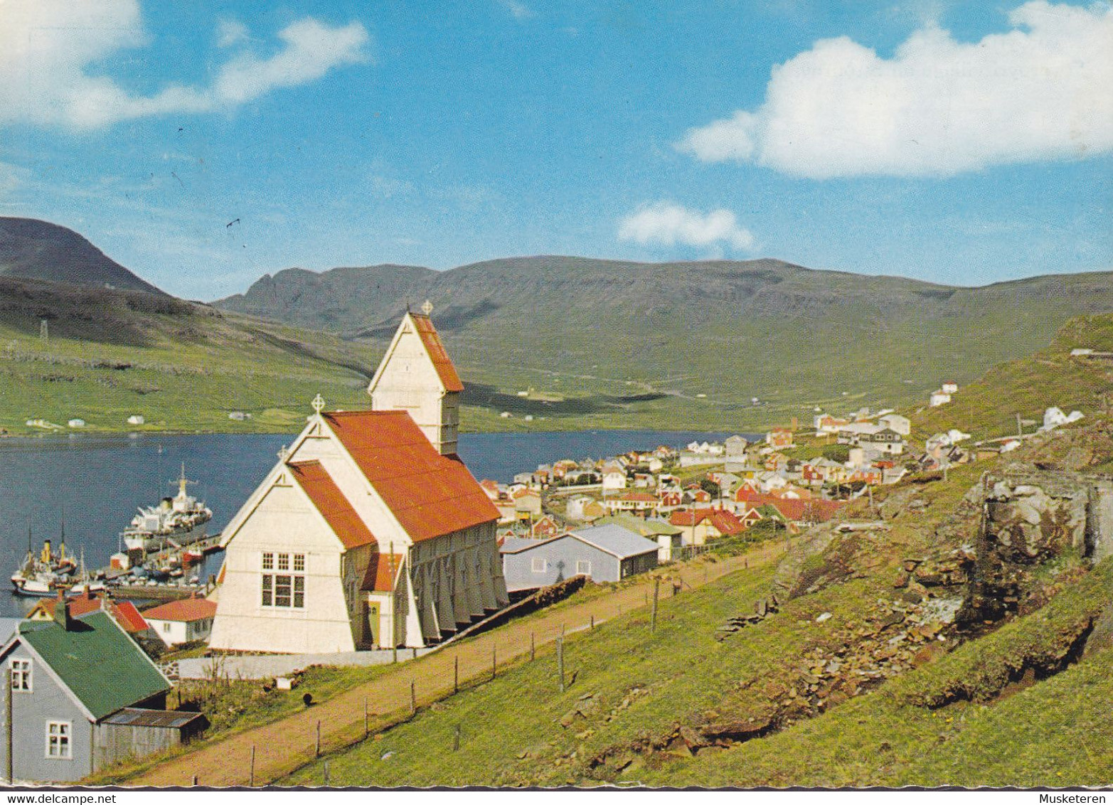 Faroe Islands PPC Vorläufer (Denmark Used Abroad) Tvøroyri Village On Suduroy Brotype VAGUR 1974 BRØNSHØJ Denmark - Färöer