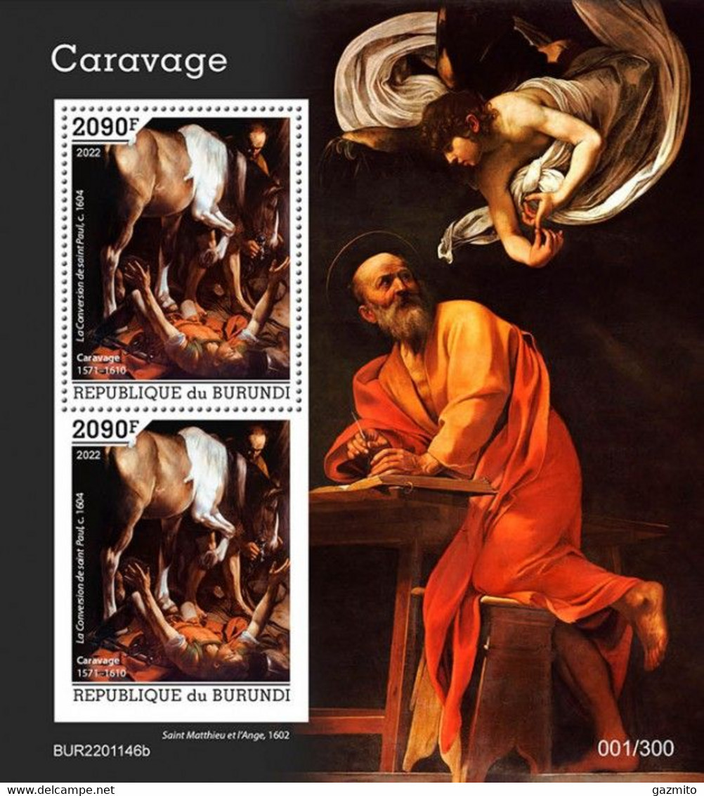 Burundi 2022, Art, Caravaggio, Horse, BF - Ungebraucht