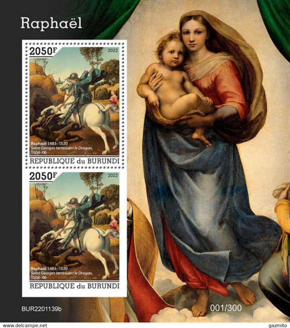 Burundi 2022, Art, Raphael III, Horse, BF - Unused Stamps