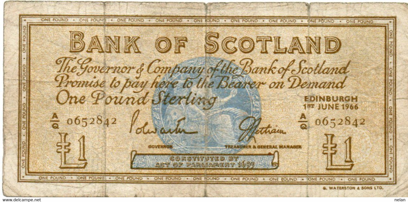 Bank Of Scotland 1 Pound 1966 P-105a   Edinburgh - 1 Pound