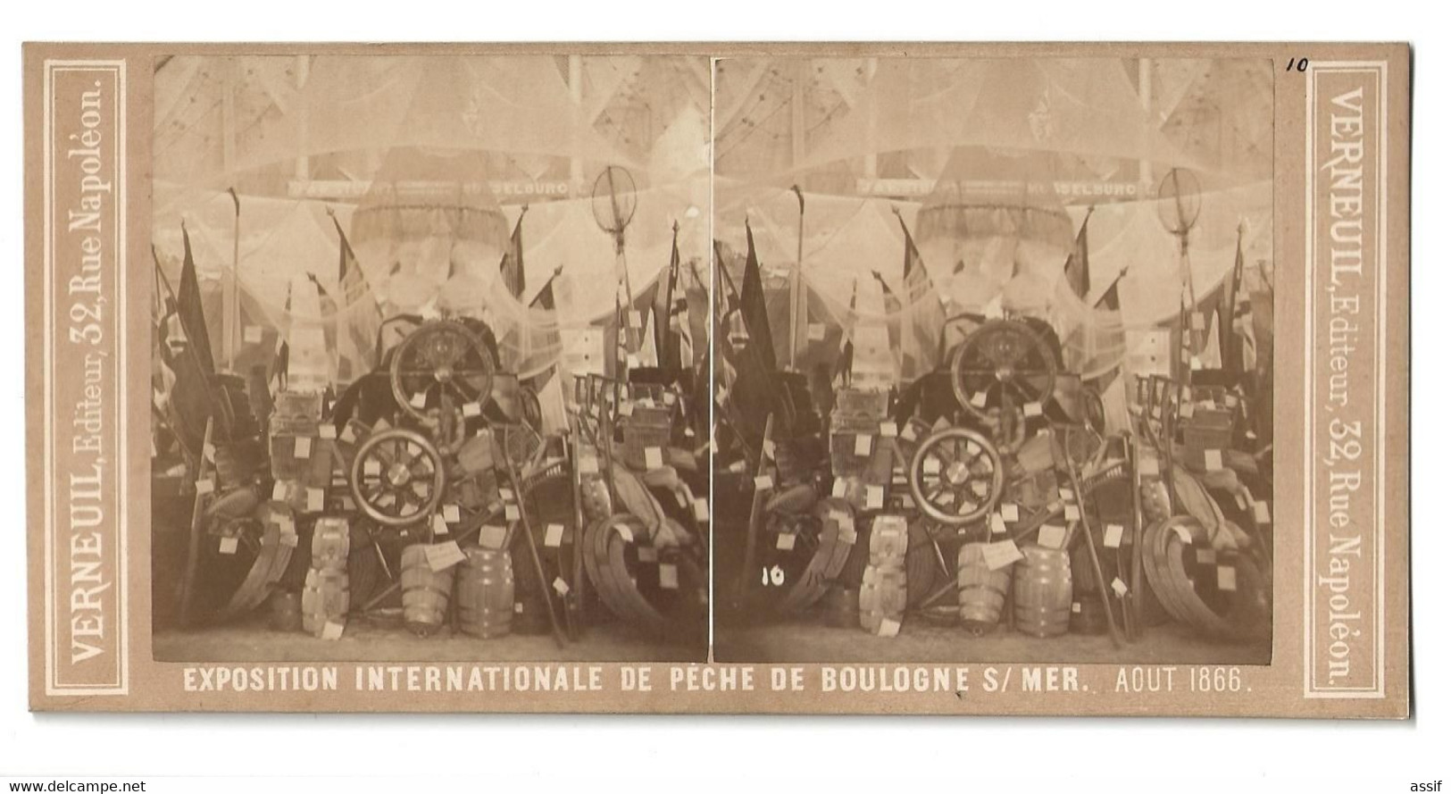 1866 BOULOGNE SUR MER EXPOSITION INTERNATIONALE DE PECHE PHOTO STEREO AUGUSTE VERNEUIL N°10 /FREE SHIPPING REGISTERED - Stereo-Photographie