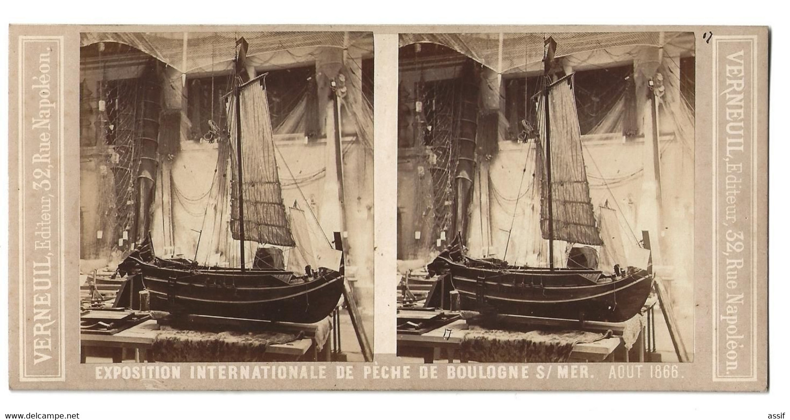 1866 BOULOGNE SUR MER EXPOSITION INTERNATIONALE DE PECHE PHOTO STEREO AUGUSTE VERNEUIL N°17bis /FREE SHIPPING REGISTERED - Stereoscopic