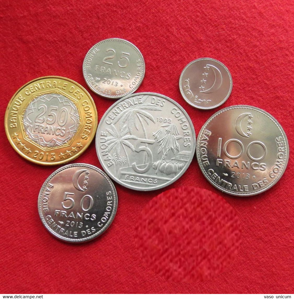 Comoros Set 5 10 25 50 100 250 Francs 1992 2001 2013  Comores - Comoren