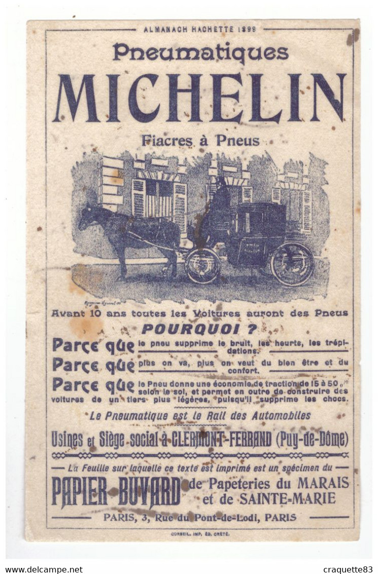 BUVARD-PNEUMATIQUES  MICHELIN  FIACRES à PNEUS - "AVANT 10 ANS TOUTES LES VOITURES AURONT DES PNEUS POURQUOI?" - P