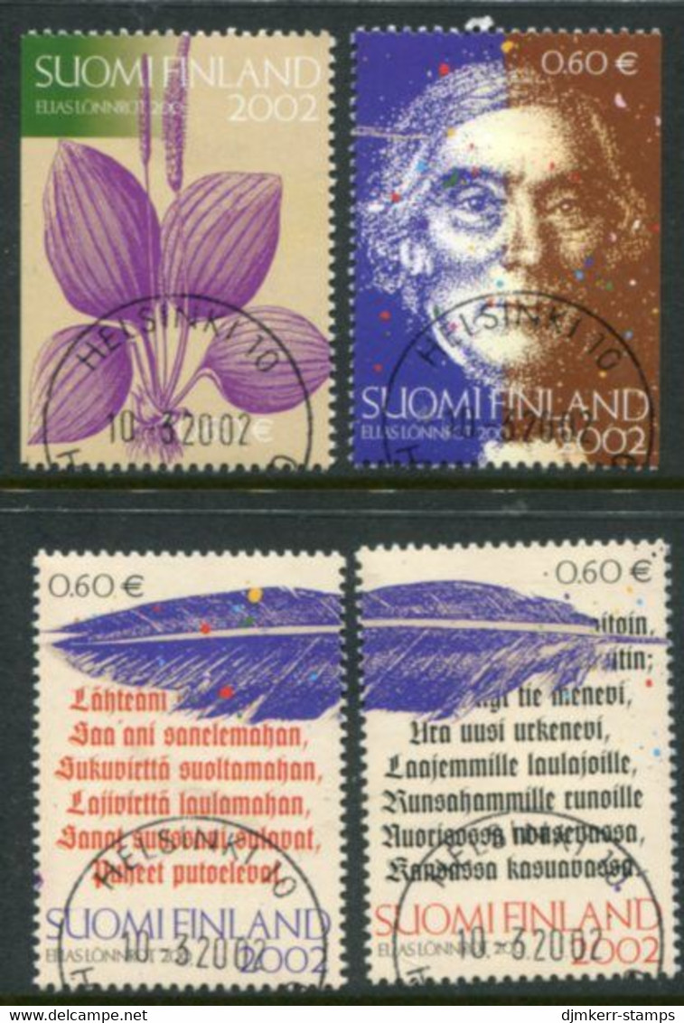 FINLAND 2002 Lönnrot Bicentenary Singles Ex Block Used.  Michel  1610-13 - Oblitérés