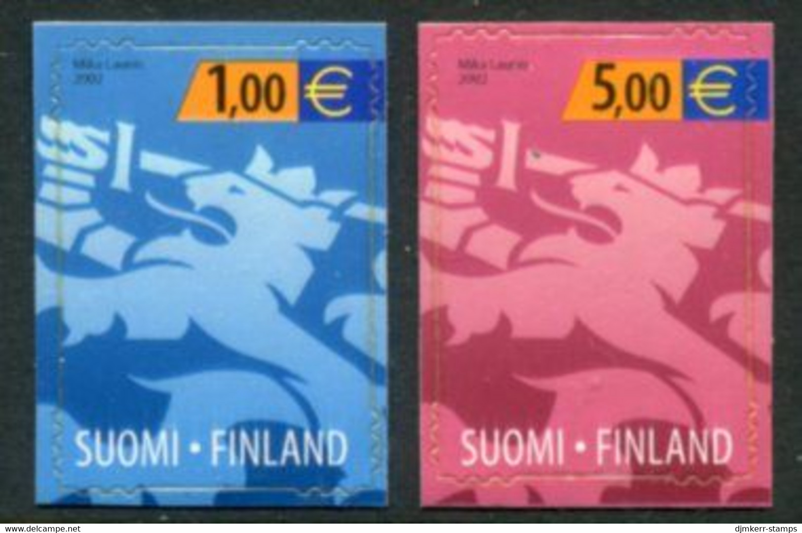 FINLAND 2002 Lion Definitive 1 €, 5 € MNH / ** Michel  1607-08 - Ungebraucht