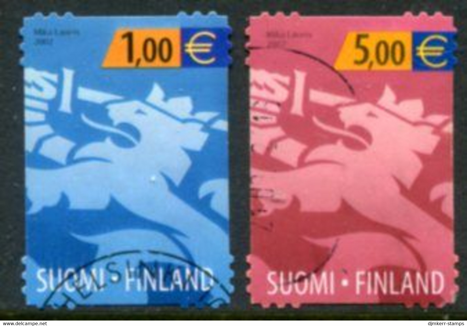 FINLAND 2002 Lion Definitive 1 €, 5 € Used. Michel  1607-08 - Oblitérés