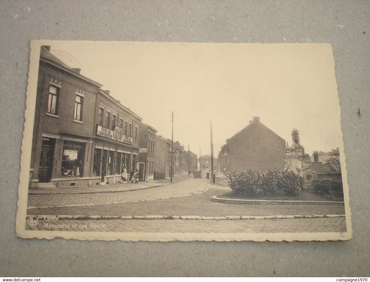 CPA - LUTTRE ( PONT A CELLES COURCELLES CHARLEROI ) - MONUMENT ET RUE NEUVE ( 1953 - MAGASIN COOP ) - Pont-à-Celles