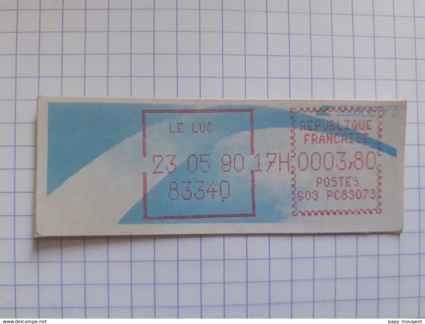 Le Luc 83340 - 23-05-90 - G03 PC83073 Tarif 3.80 - Vignette à L'envers - 1988 « Comète »