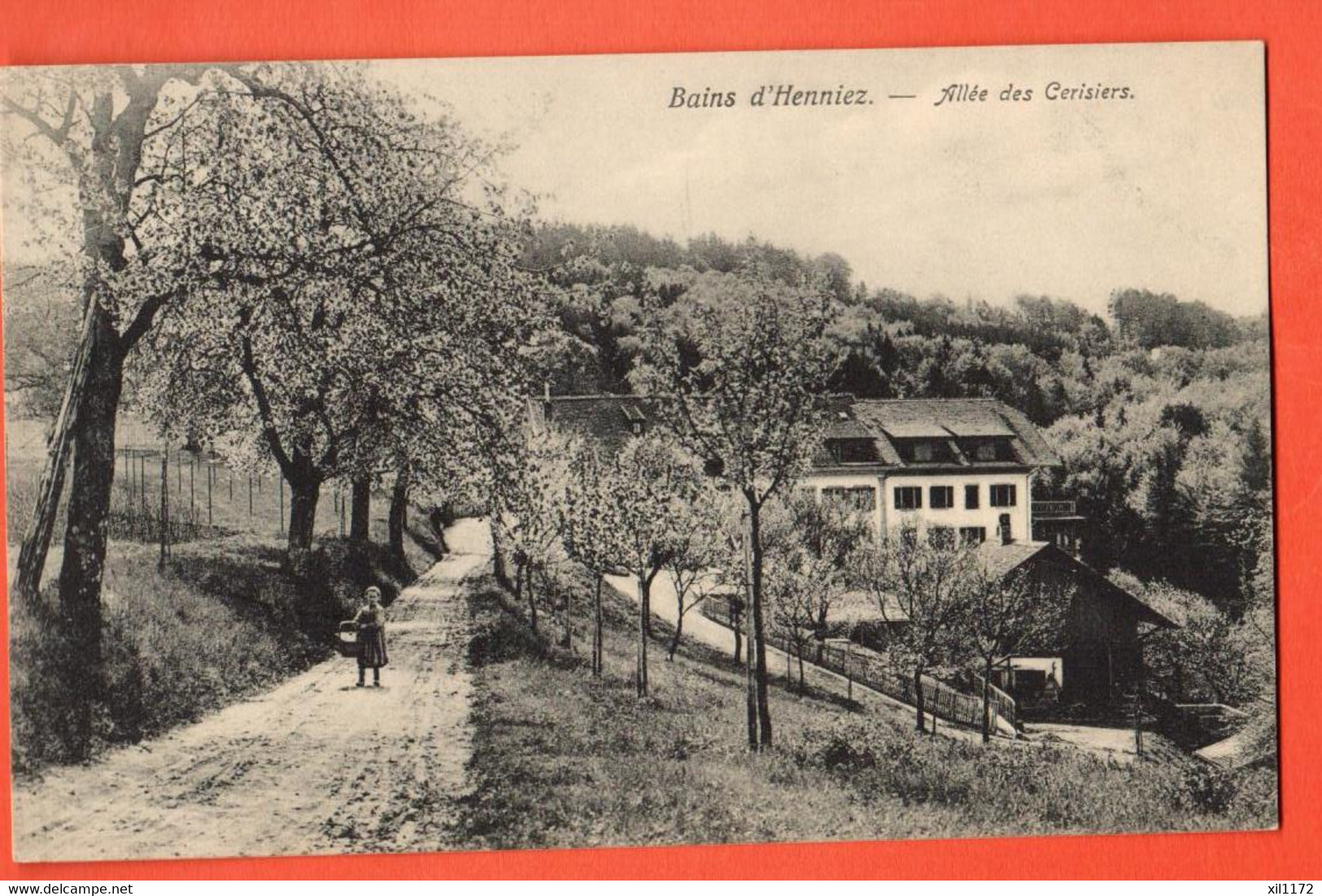 ZPO-19  Bains D'Henniez Allée Des Cerisiers  ANIME.  Cachet 1908  Trüb - Henniez