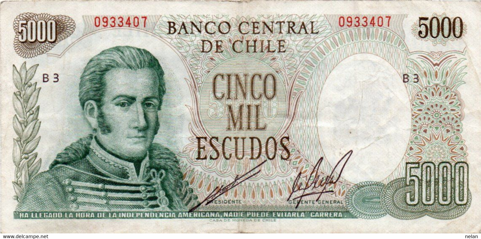 CHILE 5000 ESCUDO 1967 - World Paper Money P-147b.1 - Chili