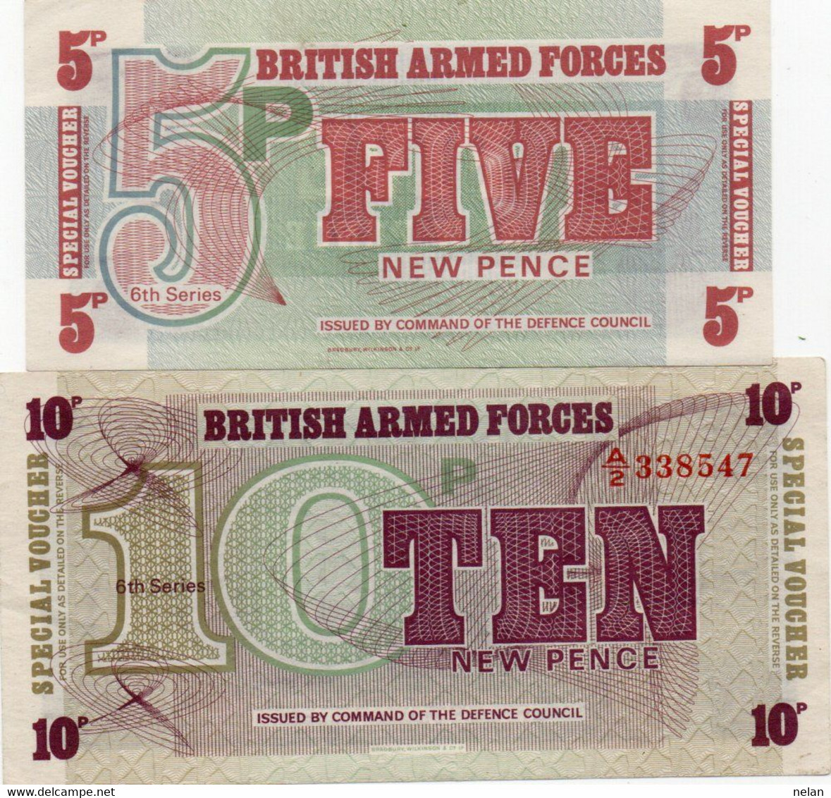 GREAT BRITAIN 5,10 New Pence (6th. Series)-1972 P-M47,M48 -  AUNC - British Armed Forces & Special Vouchers